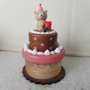 Wooderful life handmade Musical rotating Birthday Cake Bear Music Box Home Decor